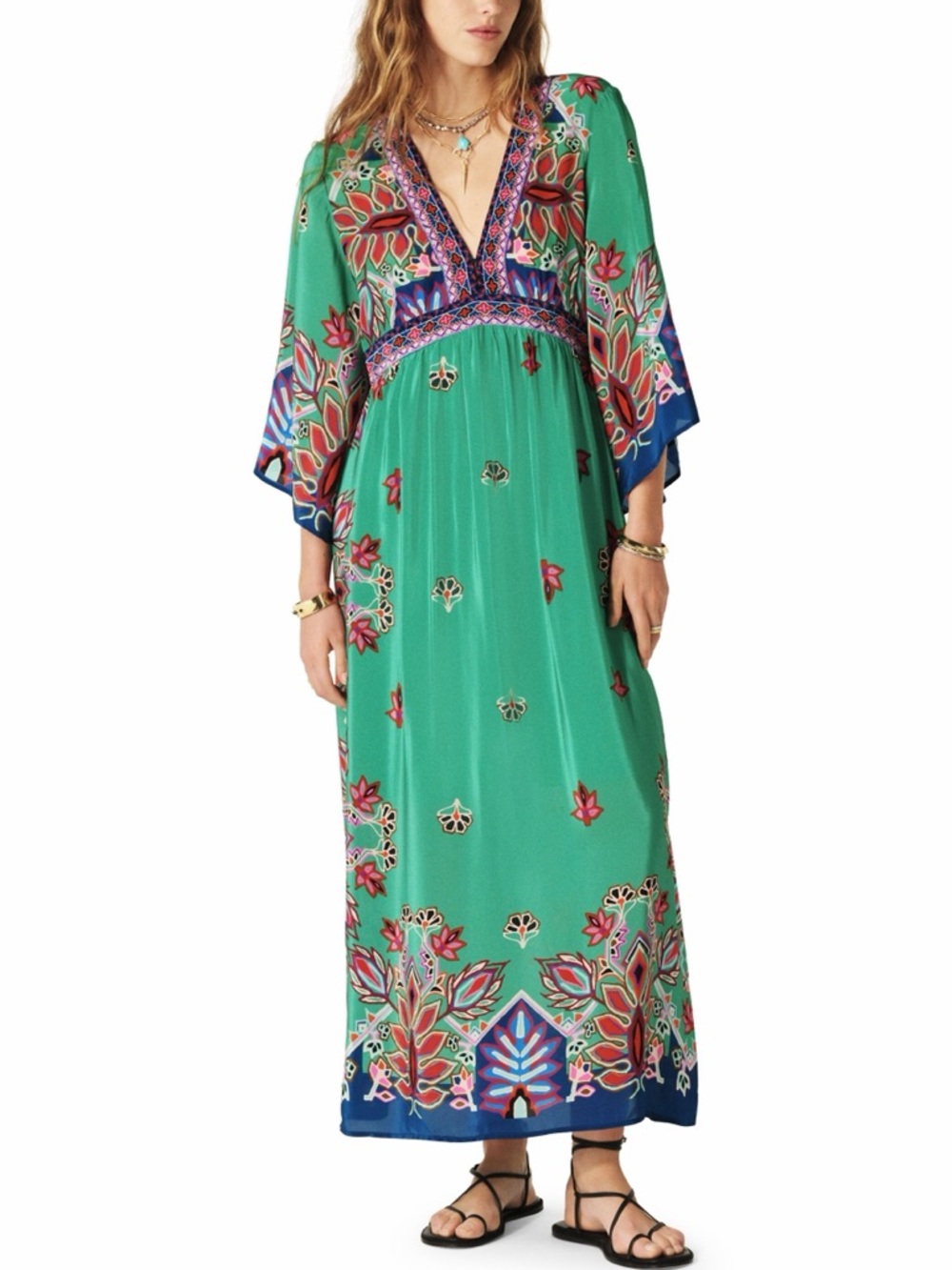 Ba&sh NWT Boho Floral Maxi Dress with V-Neck